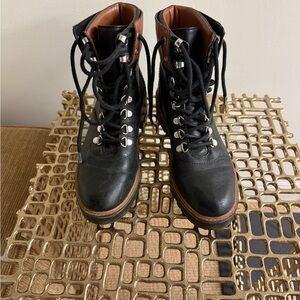 Indigo Black and Brown Lace-Up Hiking Boots